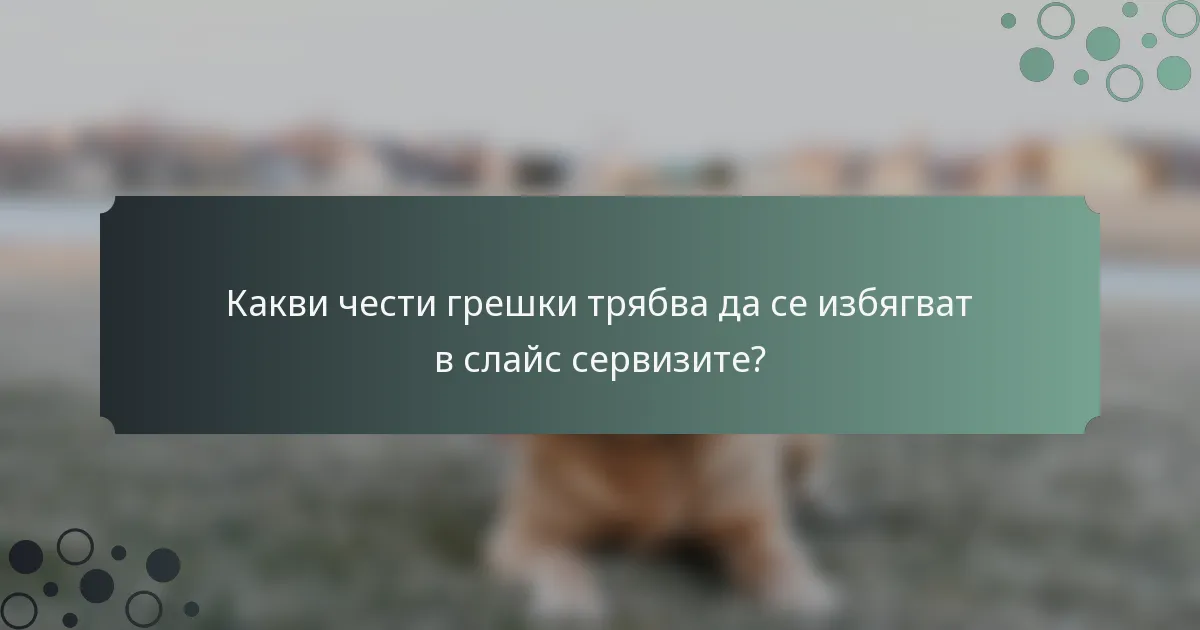 Какви чести грешки трябва да се избягват в слайс сервизите?