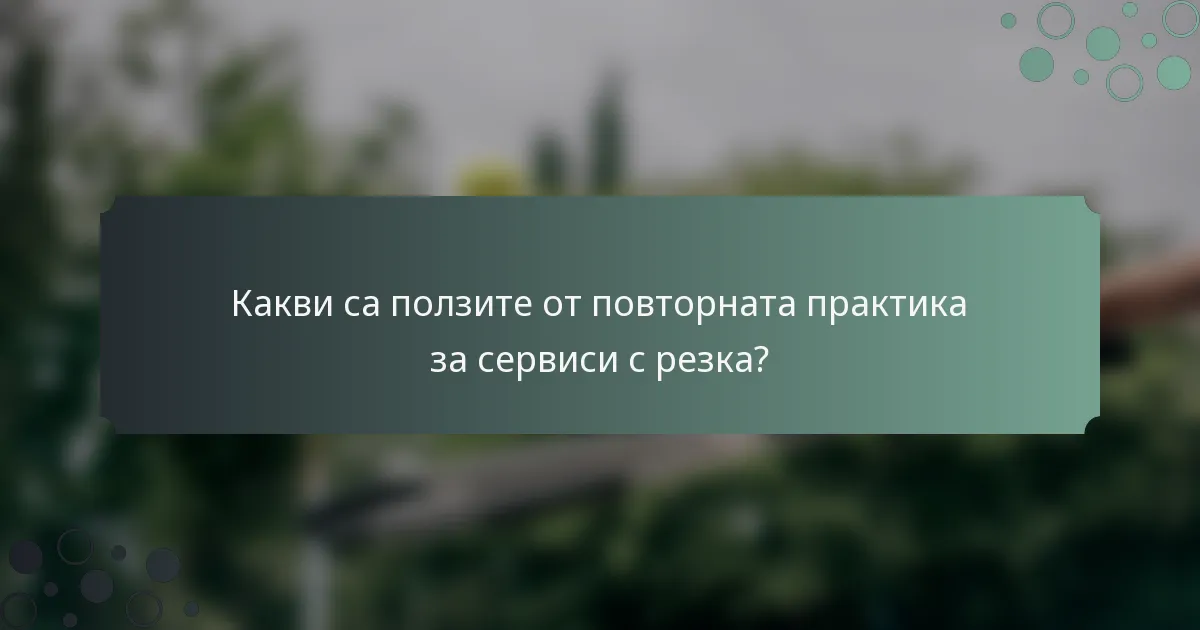 Какви са ползите от повторната практика за сервиси с резка?