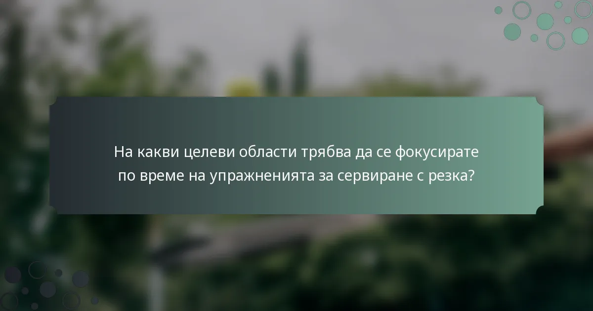 На какви целеви области трябва да се фокусирате по време на упражненията за сервиране с резка?
